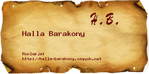 Halla Barakony névjegykártya